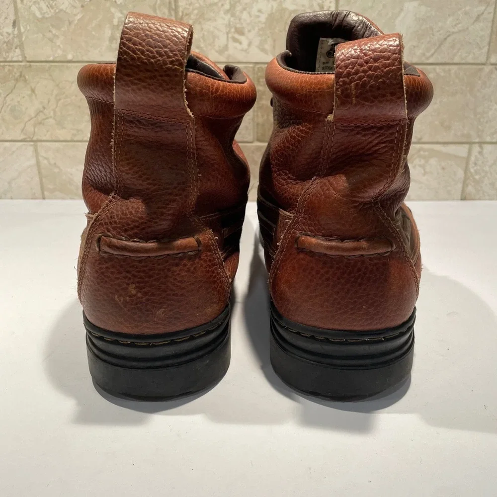Justin Mens 991 Brown Pebbled Leather Chukka Moc Toe Lug Sole Boots Size 13M